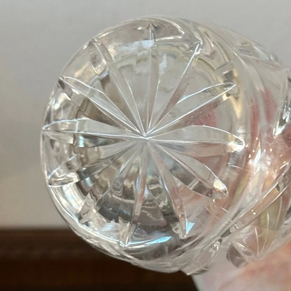 Vtg Pinwheel Cut Crystal Decanter with Stopper 13'' Germany Barware Clear Glass